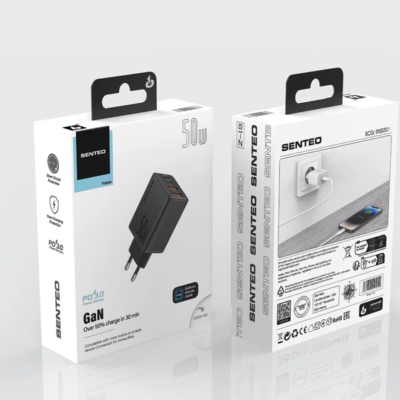 МЗП 4Port SENTEO Z-19 2USB+2USB-C GaN PD 50W Black