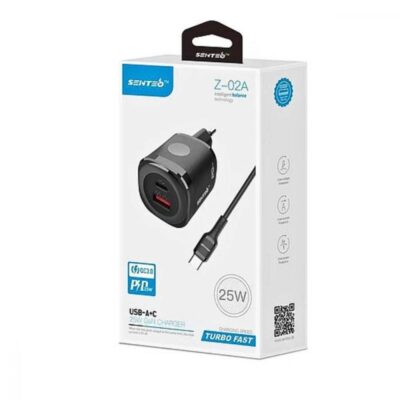 МЗП 2Port SENTEO Z-02A USB+USB-C PD/QC3.0 25W Black