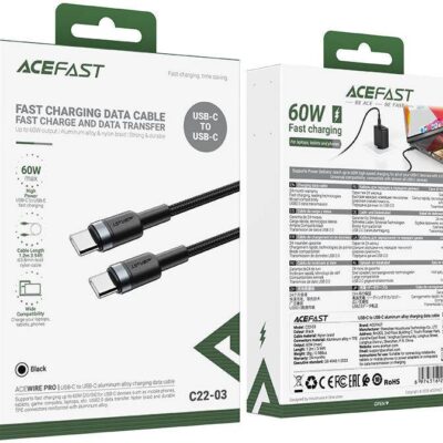 Кабель Acefast C22-03 60W Type-C/Type-C 1.2m Black