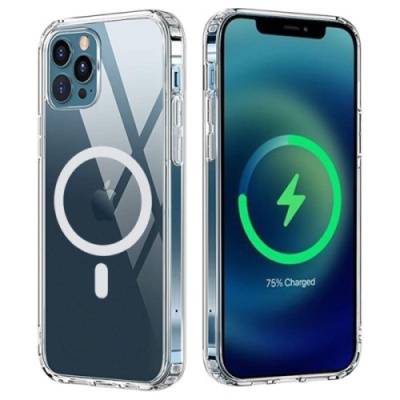 Силіконовий чохол MagSafe для Apple iPhone 12/12 Pro (Прозорий)