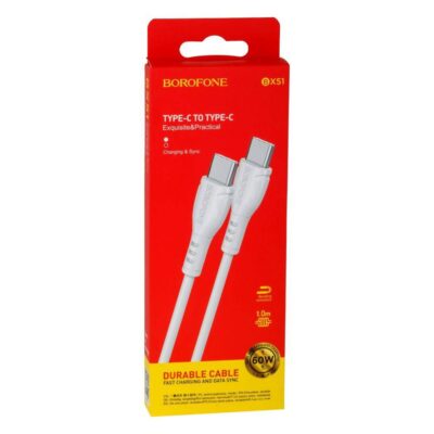 Кабель Borofone BX51 Triumph PD 60W type-c to type-c 1m White