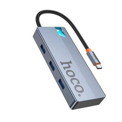 USB HUB Hoco HB50 Type-C 5-in-1 (HDTV+PD+USB3.0*3) (Сірий)