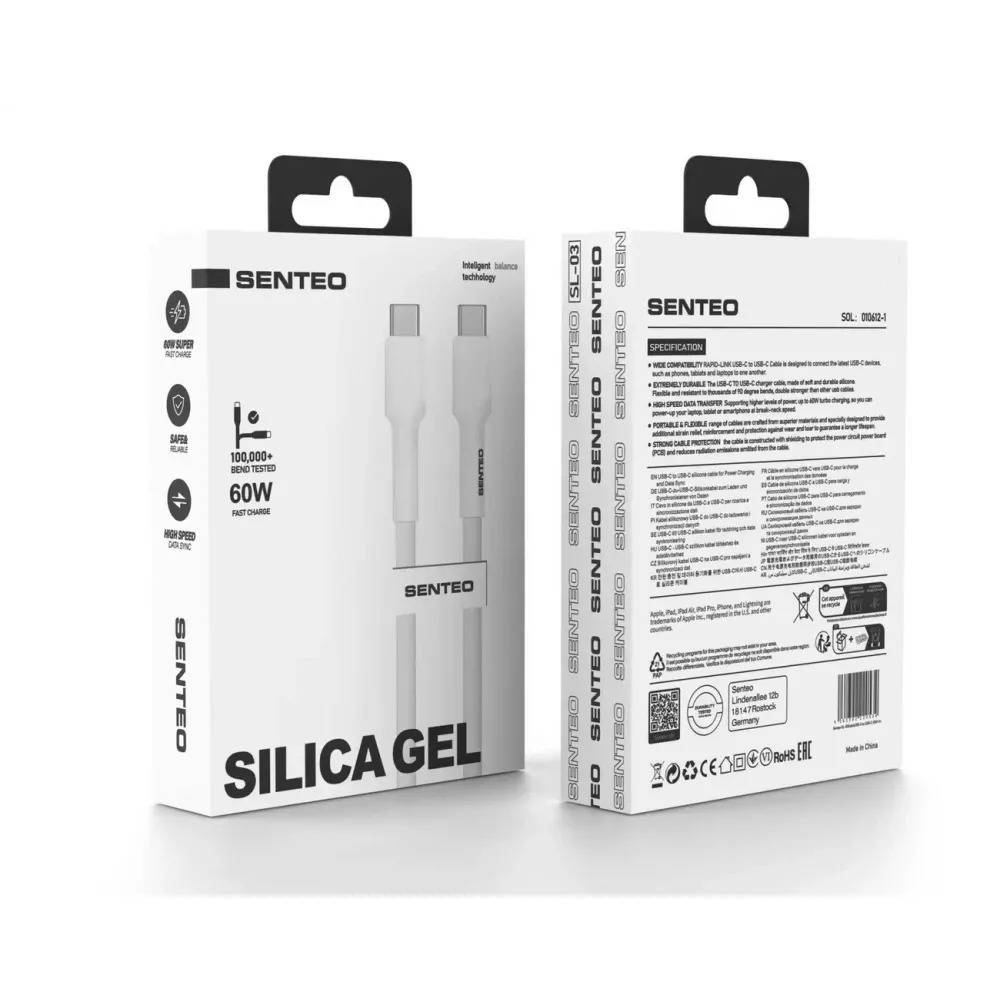Кабель Senteo SL-03 20W Silica Gel Type-C to Lightning 2m White