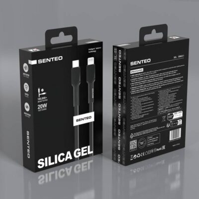 Кабель Senteo SL-03 20W Silica Gel Type-C to Lightning 1m Black